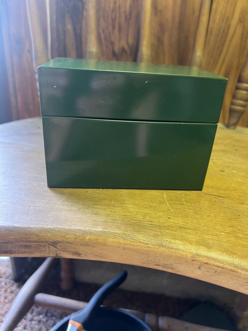 Green Vintage Metal Recipe /Accessory Box